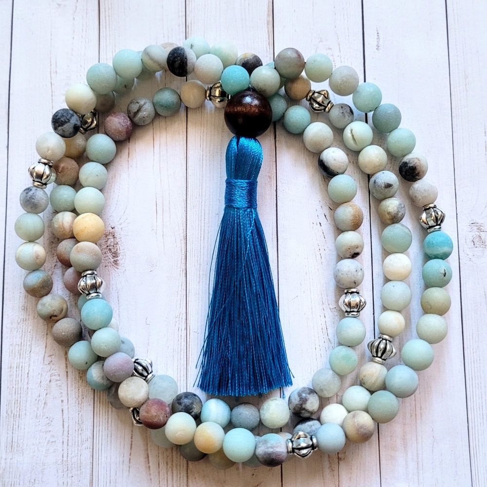 108 Frosted Amazonite Mala Necklace